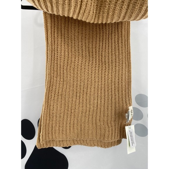 Style & Co NWT Solid Ribbed Muffler Extra Long Recycled Wrap Scarf Camel OS New - Picture 3 of 10